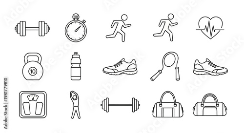 Fitness icons for healthy lifestyle.