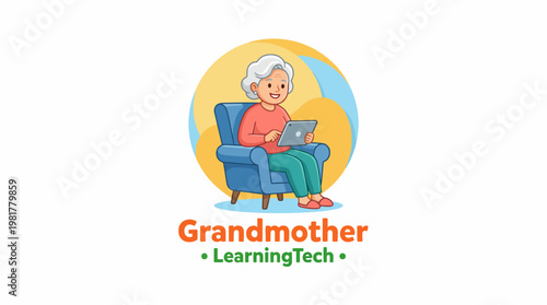 This image features a cheerful grandmother using technology, representing the theme of digital learning and engagement for older adults in modern society.