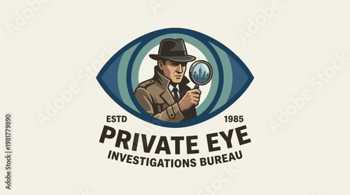 A vintage-styled illustration of a detective with a magnifying glass, perfect for themes of mystery, investigation, or even retro aesthetics and crime-related activities.