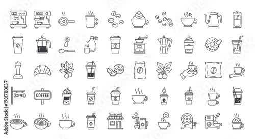 Coffee and tea drink icons.