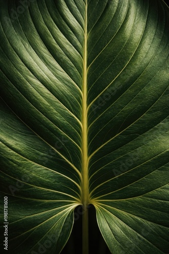 Lush green leaf texture closeup