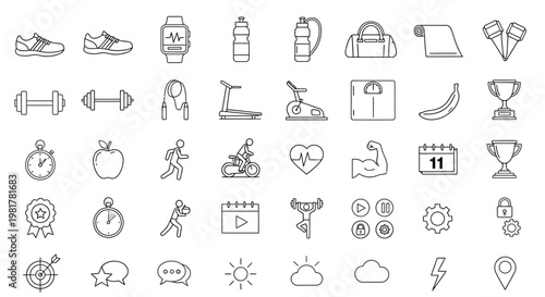 Fitness icons for healthy lifestyle.