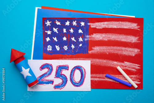 Photos USA 250 kids DIY craft greeting card with handmade American flag