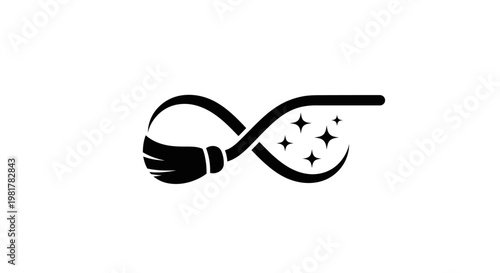 Magical cleaning brush with sparkling stars.