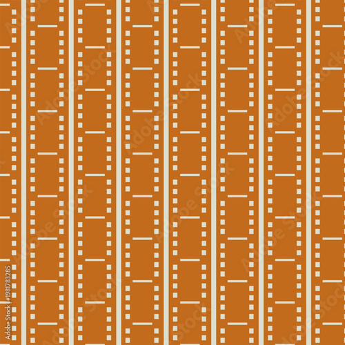 Film Strip Seamless Pattern Orange Background with Vertical White Lines