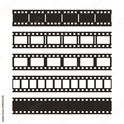 Film Strip Set Black Silhouette Various Sizes and Formats