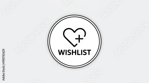 Wishlist Icon Minimalist Heart and Plus Symbol for Online Shopping and Favorites