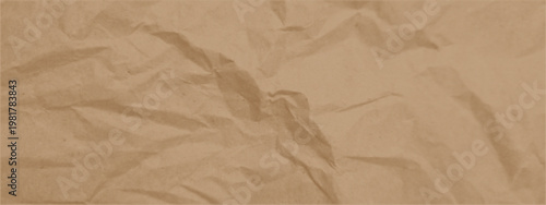 Crumpled chocolate colored paper. Uneven individual packaging with retro dotted print texture. Crinkled paper, duotone beige color of a piece. Collage cardboard on crumpled paper, abstract background.