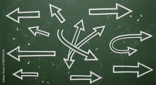 Chalkboard Arrows Sketches Showing Multiple Directional Options.