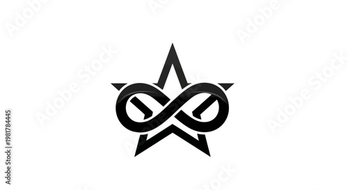 Black star infinity symbol graphic design.