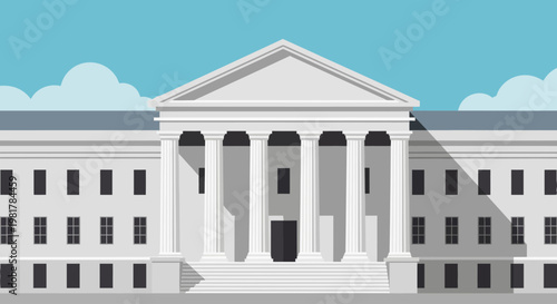 Truman visits the White House on a sunny Day with columns and architecture