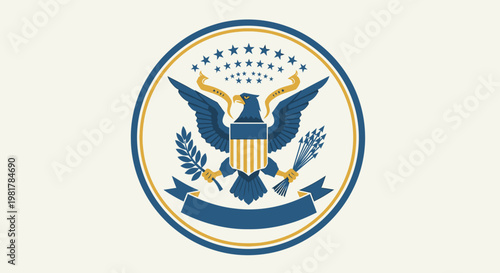 Truman speaks on a historic Day with the Presidential seal present