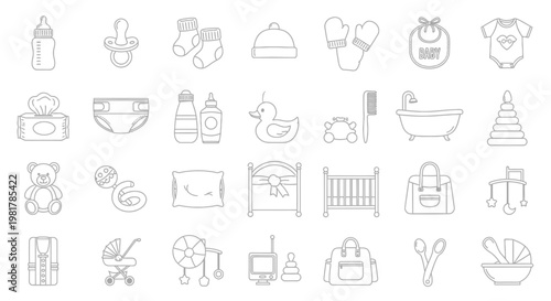 Baby shower icons and symbols.