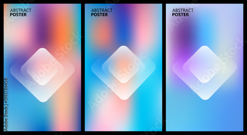 Abstract Mesh Gradient Poster Design with Geometric Diamond Shapes