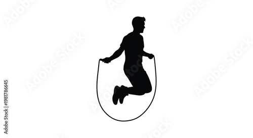 A person jumping rope in mid air a striking black form silhouette