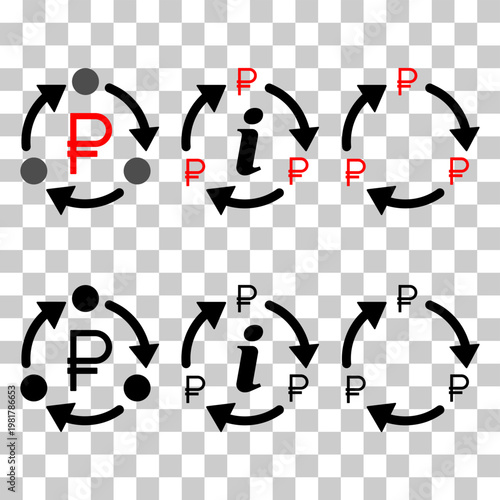Set of Ruble money change icon, trade cash information web symbol, convert sign vector illustration .