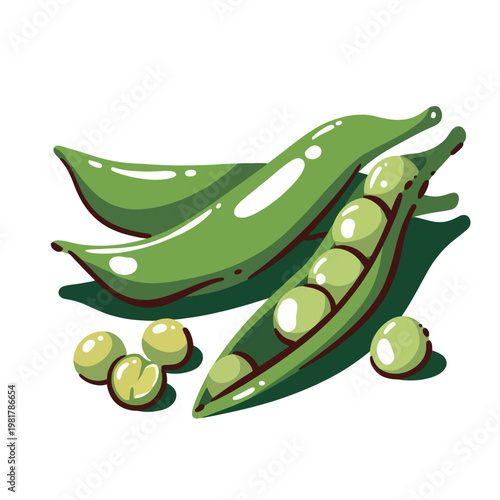 This vibrant image showcases green pea pods and seeds, emphasizing freshness and nature, perfect for culinary themes and healthy living concepts in a visually appealing manner.