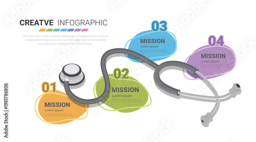 Professional Stethoscope Medical Timeline 4 Option Milestone Tracker Illustration