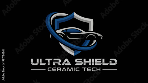 This logo showcases an innovative shield design representing advanced ceramic technology for car protection, emphasizing safety and durability in automotive care.
