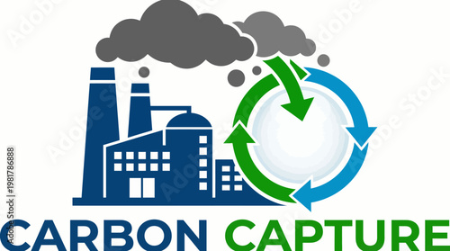 A detailed illustration of a carbon capture system, showcasing industrial innovation and environmental responsibility, pivotal for discussions on sustainability and climate change.