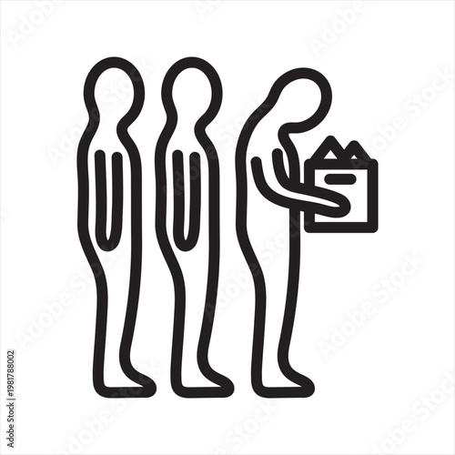 Company Downsizing Stress Line Icon - Corporate Layoff Anxiety