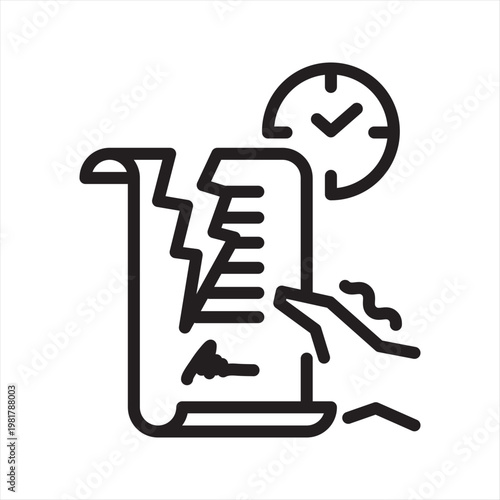 Contract Ending Anxiety Line Icon - Employment Expiration Stress