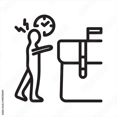 Probation Period Stress Line Icon - Workplace Evaluation Anxiety