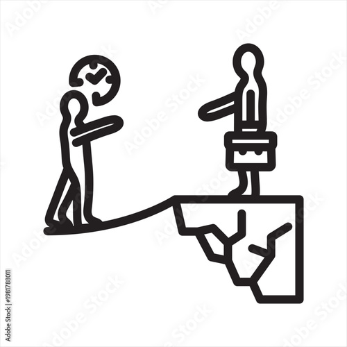 Probation Period Stress Line Icon - Workplace Evaluation Anxiety