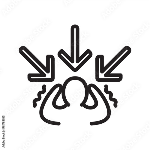 Panic Attack Line Icon - Acute Anxiety Episode Symbol