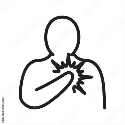 Chest Tightness Line Icon - Anxiety Physical Symptom