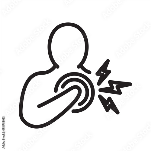Chest Tightness Line Icon - Anxiety Physical Symptom