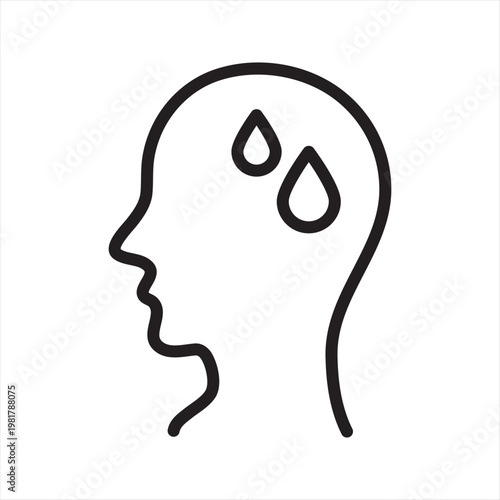 Sweating Line Icon - Anxiety Stress Response