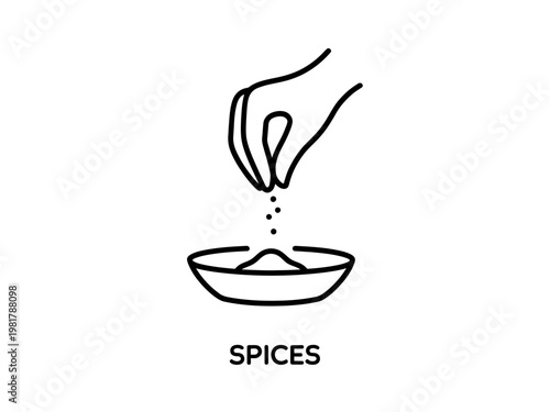 Hand pouring spices from fingertips into a bowl of spice