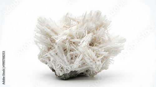 Intricate formation of white acicular crystal needles, a captivating geological mineral specimen exhibiting unique structure and texture