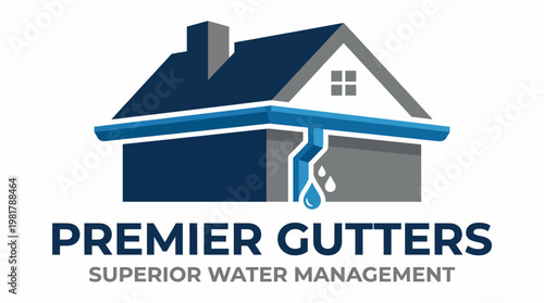 Bilde på lerret A professional and clean logo design featuring a house and water management theme, ideal for companies providing gutter or water management services