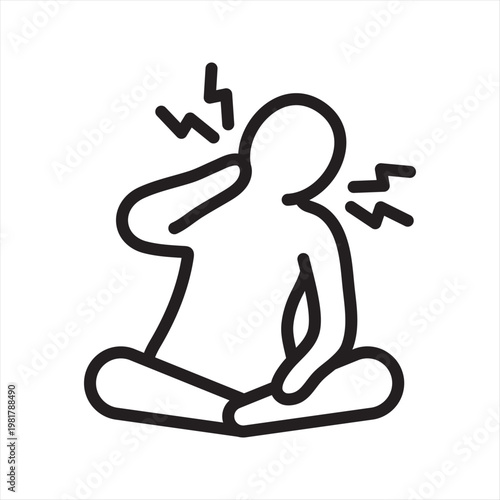 Muscle Tension Line Icon - Anxiety Body Symptom