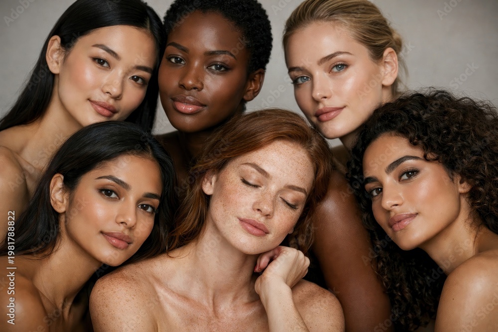 Fototapeta premium Diverse beauty embracing natural elegance.