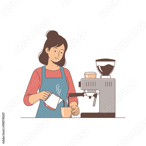 Barista making coffee with espresso machine