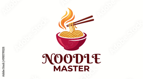 A whimsical logo design representing a masterful bowl of noodles, infusing elements of fun and flavor, perfect for a restaurant specializing in noodles and Asian cuisine.