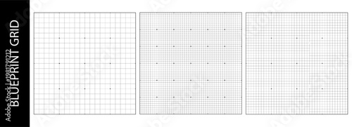 Paper grid overlay for blueprint bg, scanner pattern print. Tech digital hud of points dots and line, square black texture. Architecture drawing template, millimeter measure chart of notebook block
