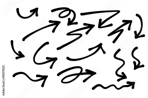 Doddle arrow set, collection of hand drawn arrows, vector set.