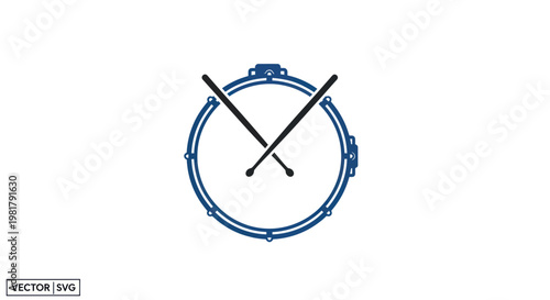 Drum and Drumsticks Icon Vector Graphic, Music Instrument Symbol