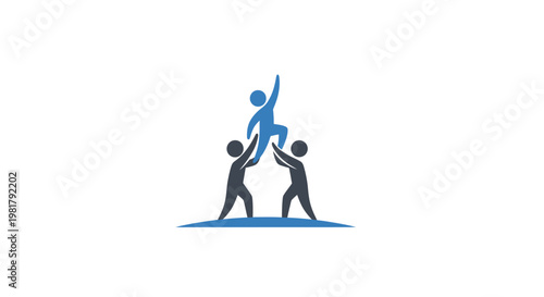 Teamwork concept with people lifting each other.