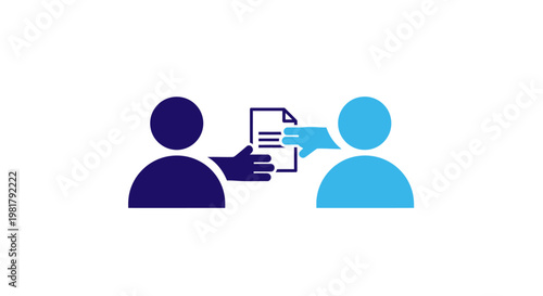 Two people exchanging a document.