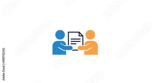 Two people exchanging a document.
