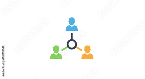 A simple organizational chart with three connected people icons.