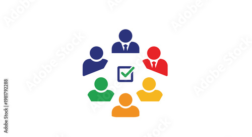 A group of diverse people icons agreeing.