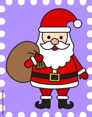 Santa Carrying Gift Bag Stamp Ephemera for Winter Scrapbooking