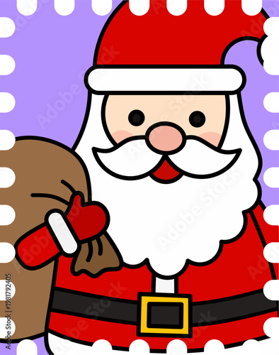 Santa Claus Postage Stamp Sticker for Christmas Journaling