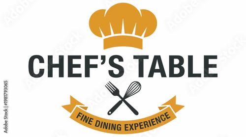 This elegant logo design features a chef's hat and utensils, symbolizing a luxurious and gourmet experience, perfect for upscale dining establishments or culinary events.